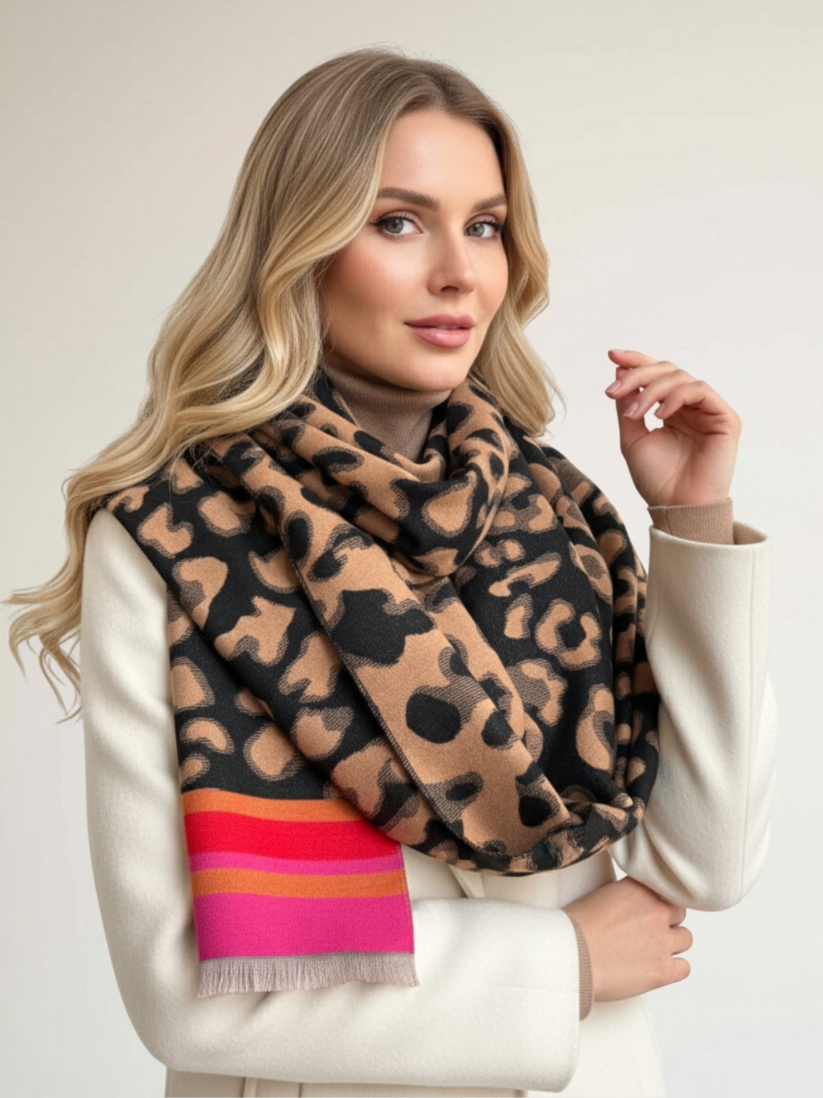 Pink Leopard Print Scarf