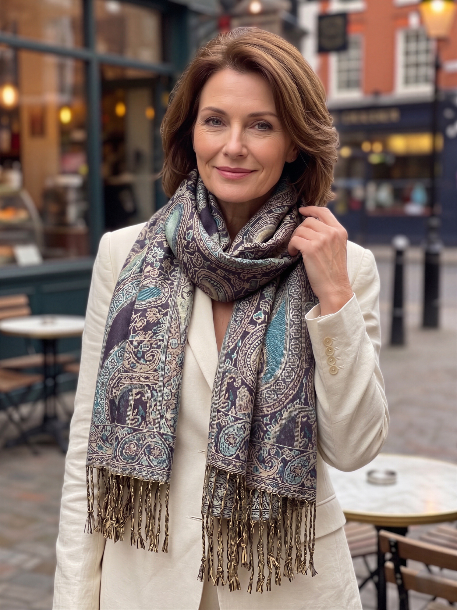 LARGE PURPLE MULTI COLOUR PAISLEY PRINT PASHMINA SHAWL SCARF - A-SHU.CO.UK