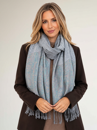 PAISLEY PRINT SILVER LIGHTWEIGHT PASHMINA SHAWL SCARF - A-SHU.CO.UK