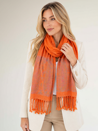 PAISLEY PRINT ORANGE LIGHTWEIGHT PASHMINA SHAWL SCARF - A-SHU.CO.UK