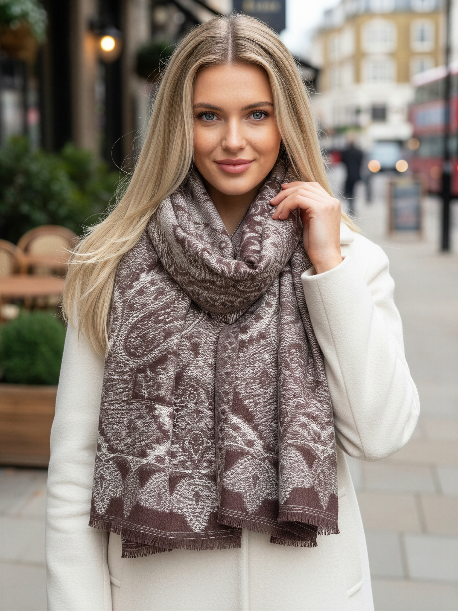 LARGE HAZED BROWN MULTI COLOUR PAISLEY PASHMINA SHAWL SCARF WRAP