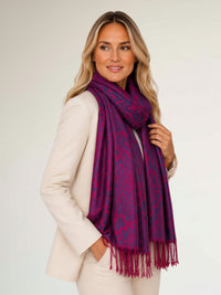PURPLE BERRY LARGE SNAKESKIN PRINT REVERSIBLE PASHMINA SHAWL SCARF