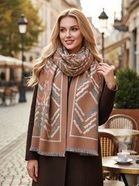 LARGE NUDE RETRO PRINT REVERSIBLE WOOL WINTER SHAWL BLANKET SCARF