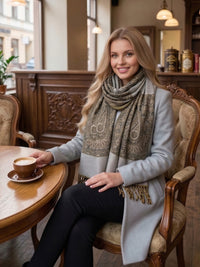 LARGE PLAIN SILVER REVERSIBLE MULTI COLOUR PAISLEY PRINT PASHMINA SHAWL SCARF WRAP - A-SHU.CO.UK