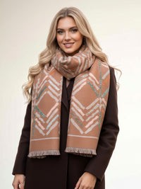 LARGE NUDE RETRO PRINT REVERSIBLE WOOL WINTER SHAWL BLANKET SCARF