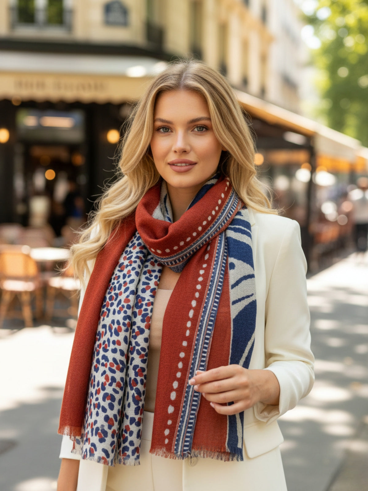 LARGE ORANGE RUST TIGER AND LEOPARD PRINT SHAWL SCARF