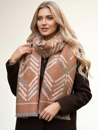 LARGE NUDE RETRO PRINT REVERSIBLE WOOL WINTER SHAWL BLANKET SCARF