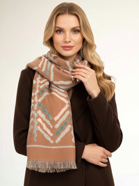 LARGE NUDE RETRO PRINT REVERSIBLE WOOL WINTER SHAWL BLANKET SCARF