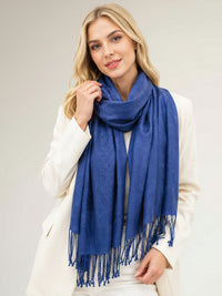 BLUE PAISLEY PRINT REVERSIBLE PASHMINA SHAWL SCARF - A-SHU.CO.UK