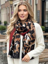 LARGE BROWN CAMEO LEOPARD PRINT SCARF
