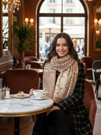 LARGE CAMEL ZEBRA LEOPARD PRINT REVERSIBLE WINTER SHAWL BLANKET SCARF