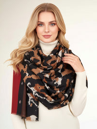 LARGE BROWN CAMEO LEOPARD PRINT SCARF