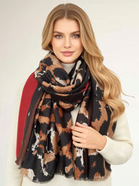 LARGE BROWN CAMEO LEOPARD PRINT SCARF