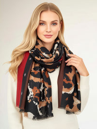 LARGE BROWN CAMEO LEOPARD PRINT SCARF