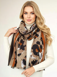 LARGE BEIGE CAMEO LEOPARD PRINT SCARF