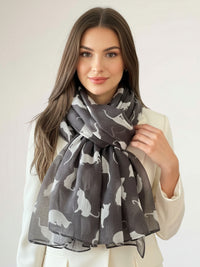 LIGHTWEIGHT PLAIN GREY AND WHITE CAT SCARF - A-SHU.CO.UK
