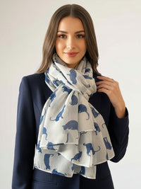 PLAIN WHITE NAVY LIGHTWEIGHT CAT SCARF - A-SHU.CO.UK