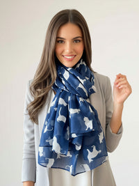 LIGHTWEIGHT PLAIN NAVY AND WHITE CAT SCARF - A-SHU.CO.UK