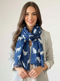LIGHTWEIGHT PLAIN NAVY AND WHITE CAT SCARF - A-SHU.CO.UK