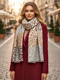 Cream Multicolour Leopard Print Scarf