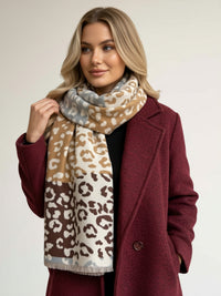 Cream Multicolour Leopard Print Scarf