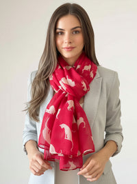 LIGHTWEIGHT PLAIN RED AND BEIGE CAT SCARF - A-SHU.CO.UK