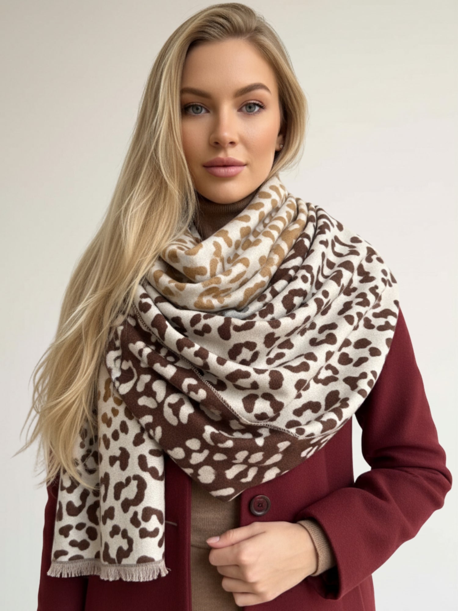 Cream Multicolour Leopard Print Scarf
