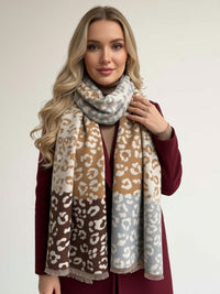 Cream Multicolour Leopard Print Scarf