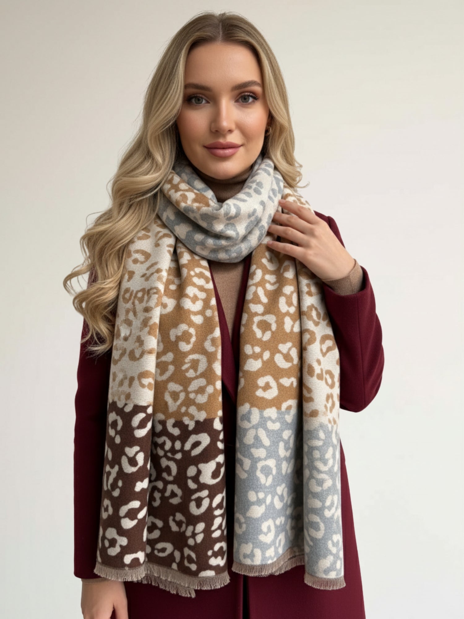 Cream Multicolour Leopard Print Scarf