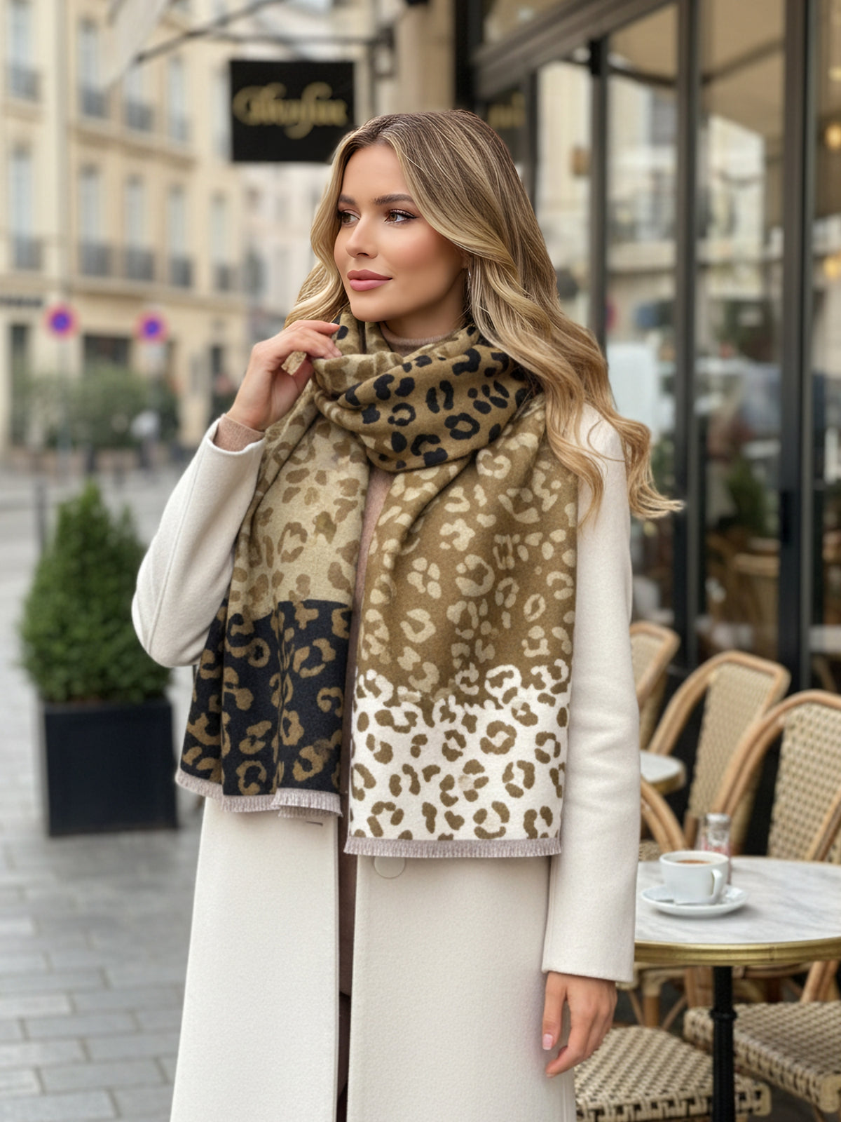 Green Multicolour Leopard Print Scarf 