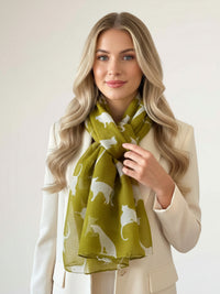 LIGHTWEIGHT PLAIN MUSTARD AND BEIGE CAT SCARF - A-SHU.CO.UK