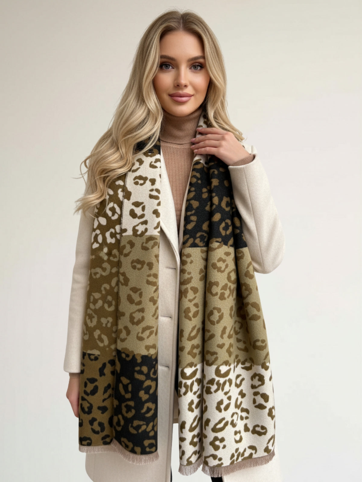 Green Multicolour Leopard Print Scarf 