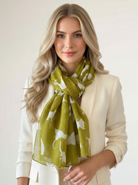 LIGHTWEIGHT PLAIN MUSTARD AND BEIGE CAT SCARF - A-SHU.CO.UK