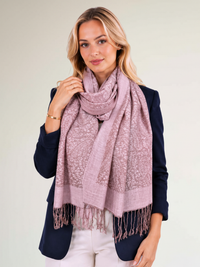 PINK PAISLEY PRINT REVERSIBLE PASHMINA SHAWL SCARF - A-SHU.CO.UK