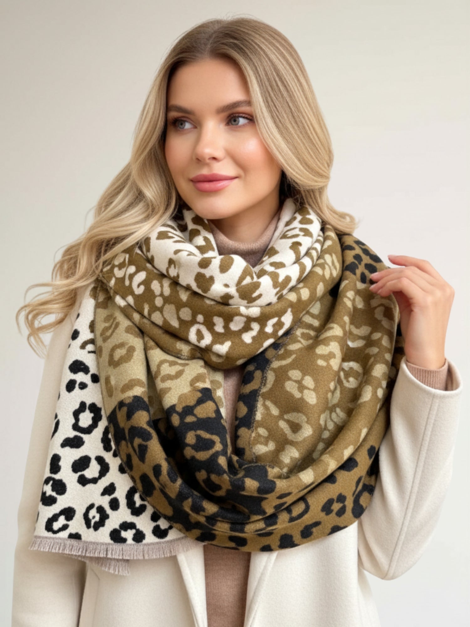 Green Multicolour Leopard Print Scarf 