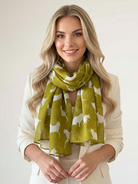 LIGHTWEIGHT PLAIN MUSTARD AND BEIGE CAT SCARF - A-SHU.CO.UK