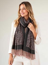 BLACK PAISLEY PRINT REVERSIBLE PASHMINA SHAWL SCARF - A-SHU.CO.UK