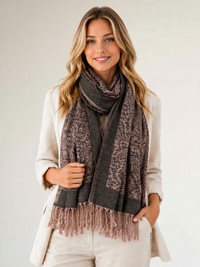 BLACK PAISLEY PRINT REVERSIBLE PASHMINA SHAWL SCARF - A-SHU.CO.UK