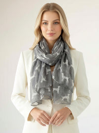 LIGHTWEIGHT GREY DOG PRINT SHEER NECK SCARF - A-SHU.CO.UK