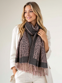 BLACK PAISLEY PRINT REVERSIBLE PASHMINA SHAWL SCARF - A-SHU.CO.UK