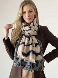 LARGE PALE PINK ZEBRA AND LEOPARD PRINT SHAWL SCARF