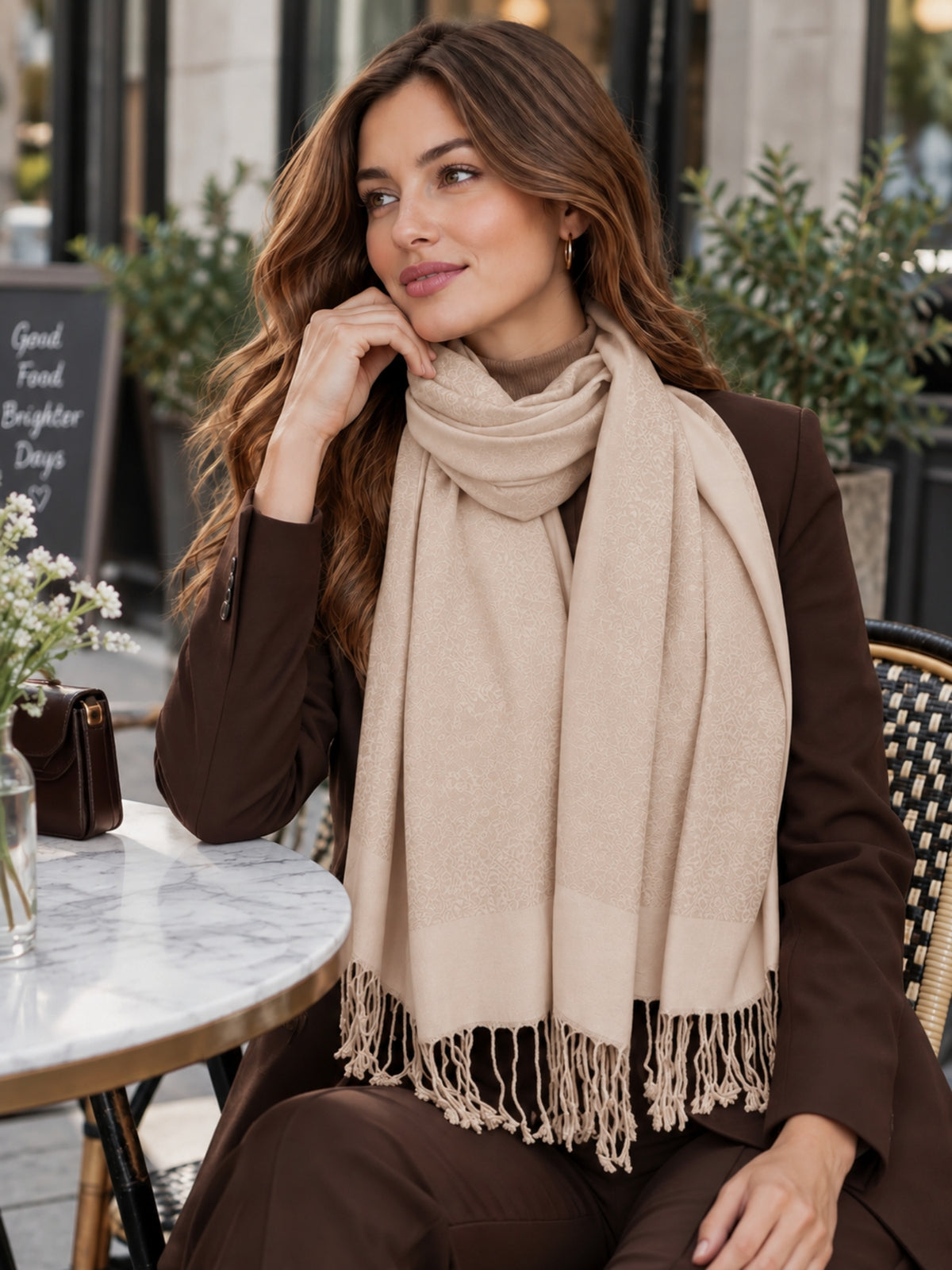 ROSE GOLD PAISLEY PRINT REVERSIBLE PASHMINA SHAWL SCARF - A-SHU.CO.UK