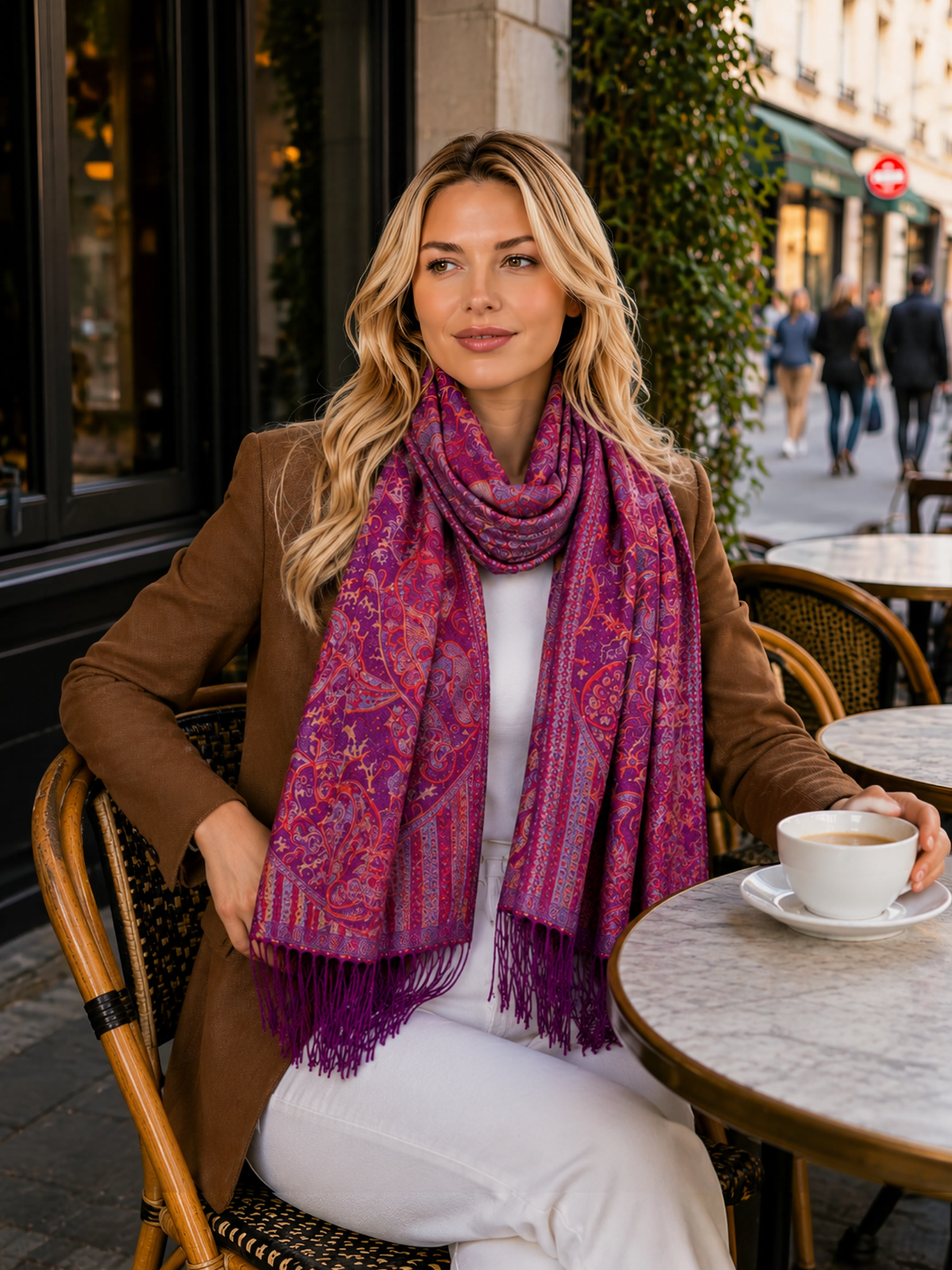 LARGE PURPLE MULTI COLOUR PAISLEY PASHMINA SHAWL SCARF WRAP - A-SHU.CO.UK