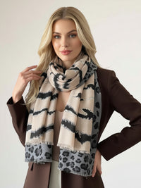 LARGE PALE PINK ZEBRA AND LEOPARD PRINT SHAWL SCARF