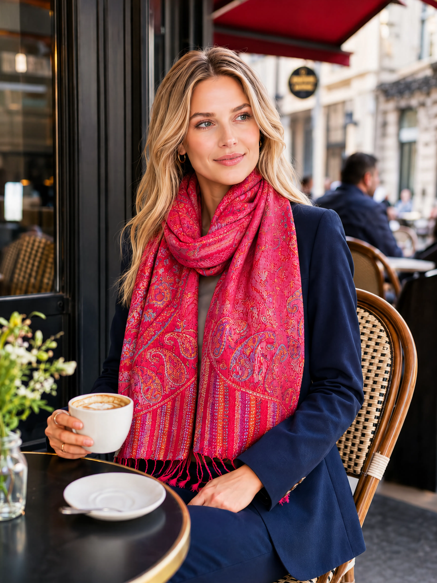 LARGE RED MULTI COLOUR PAISLEY PASHMINA SHAWL SCARF WRAP - A-SHU.CO.UK