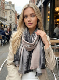 LARGE REVERSIBLE GREY OMBRE PAISLEY PRINT PASHMINA SHAWL SCARF WRAP - A-SHU.CO.UK