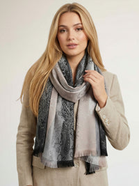 LARGE REVERSIBLE GREY OMBRE PAISLEY PRINT PASHMINA SHAWL SCARF WRAP - A-SHU.CO.UK