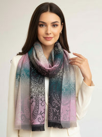 LARGE REVERSIBLE PINK OMBRE PAISLEY PRINT PASHMINA SHAWL SCARF WRAP