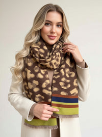 LIME CASHMERE BLEND COLOURFUL LEOPARD PRINT SCARF