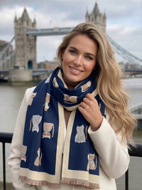 LARGE BLUE CAT THICK REVERSIBLE WINTER SHAWL BLANKET SCARF